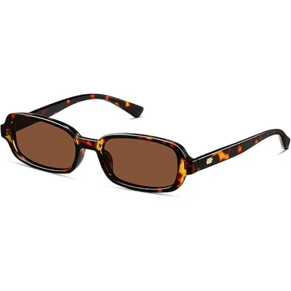 Trendy Retro 90s Small Square Rectangle Sunglasses for Women UV400 Protection